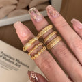 Mid-Ancient Brushed Zircon Pearl Ring Female Open Plain Ring Stacked Wear Niche High-Grade Light Luxury Couple Ring Wholesale