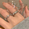 Cool Style ~ Silver Zircon Cross Ring Female Niche Design Ins Light Luxury Index Finger Ring Personality Couple Ring