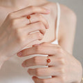 French Style Small Clear Rose Gold Plated Chain Ring Natural Red Agate Ring Female Spring and Summer Small Fresh Ring Jewelry