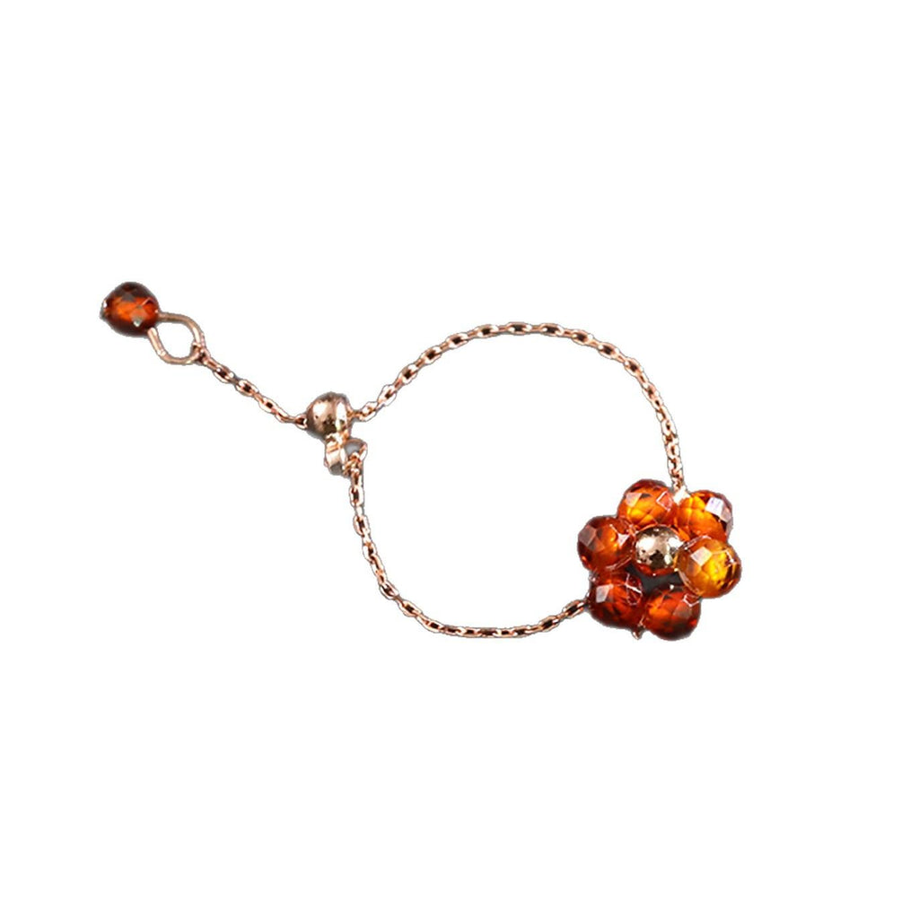 French Style Small Clear Rose Gold Plated Chain Ring Natural Red Agate Ring Female Spring and Summer Small Fresh Ring Jewelry