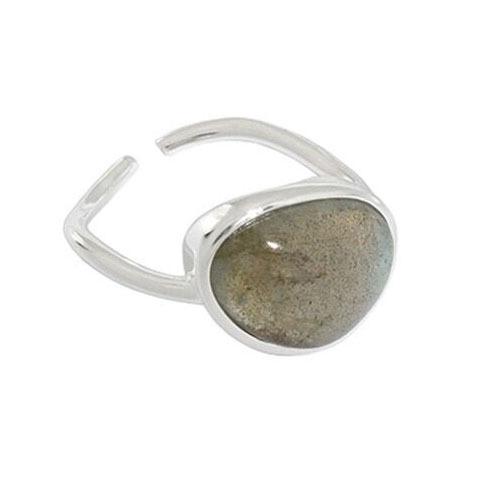 S925 Sterling Silver Women's Ring Niche Design Inlaid Moonstone Open Joint Ring Tail Ring Student Ring Stacked