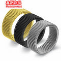 Diamond Stainless Steel Mesh 8mm Men's Ring Three-Color Mesh Titanium Steel Ring Can't Drop Color Business Style Men's Business Ring