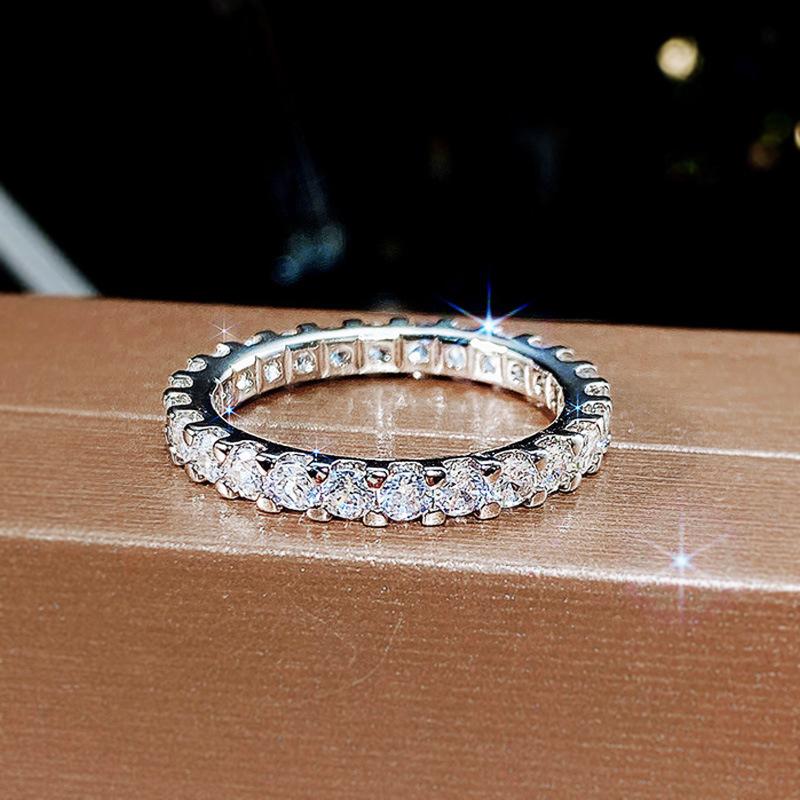 Cao Shi Wish New Starry Women's Ring Group Inlaid Full Circle Simulation Zircon Ring Light Luxury Fashion Row Ring