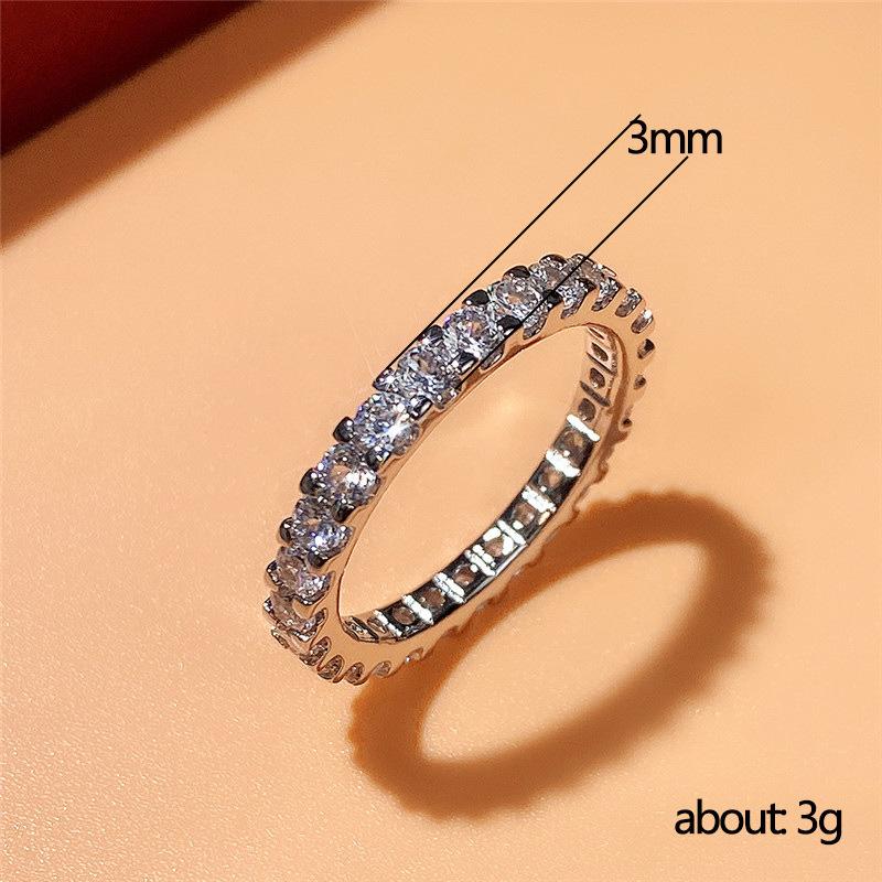 Cao Shi Wish New Starry Women's Ring Group Inlaid Full Circle Simulation Zircon Ring Light Luxury Fashion Row Ring