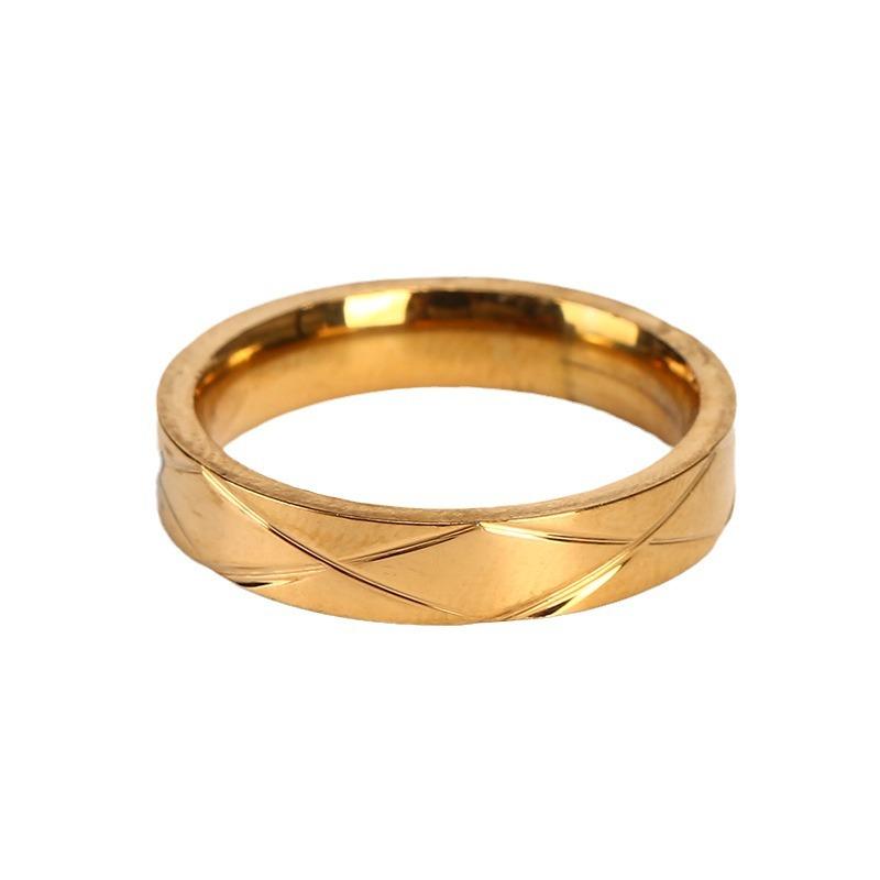 New Stainless Steel Proposal Diamond Ring Gold Diamond Stripe Cross Couple Ring Fashion Personalized Bracelet