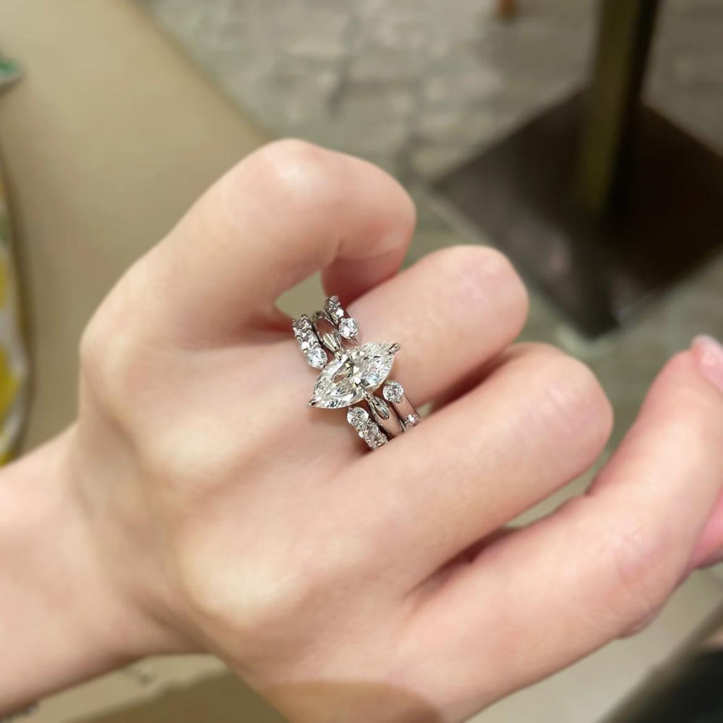 Little Red Book Same Style Ins Minimalist Three-in-One Stacked Ring Bright Super Shiny Horse Eye Zircon Open Female Ring