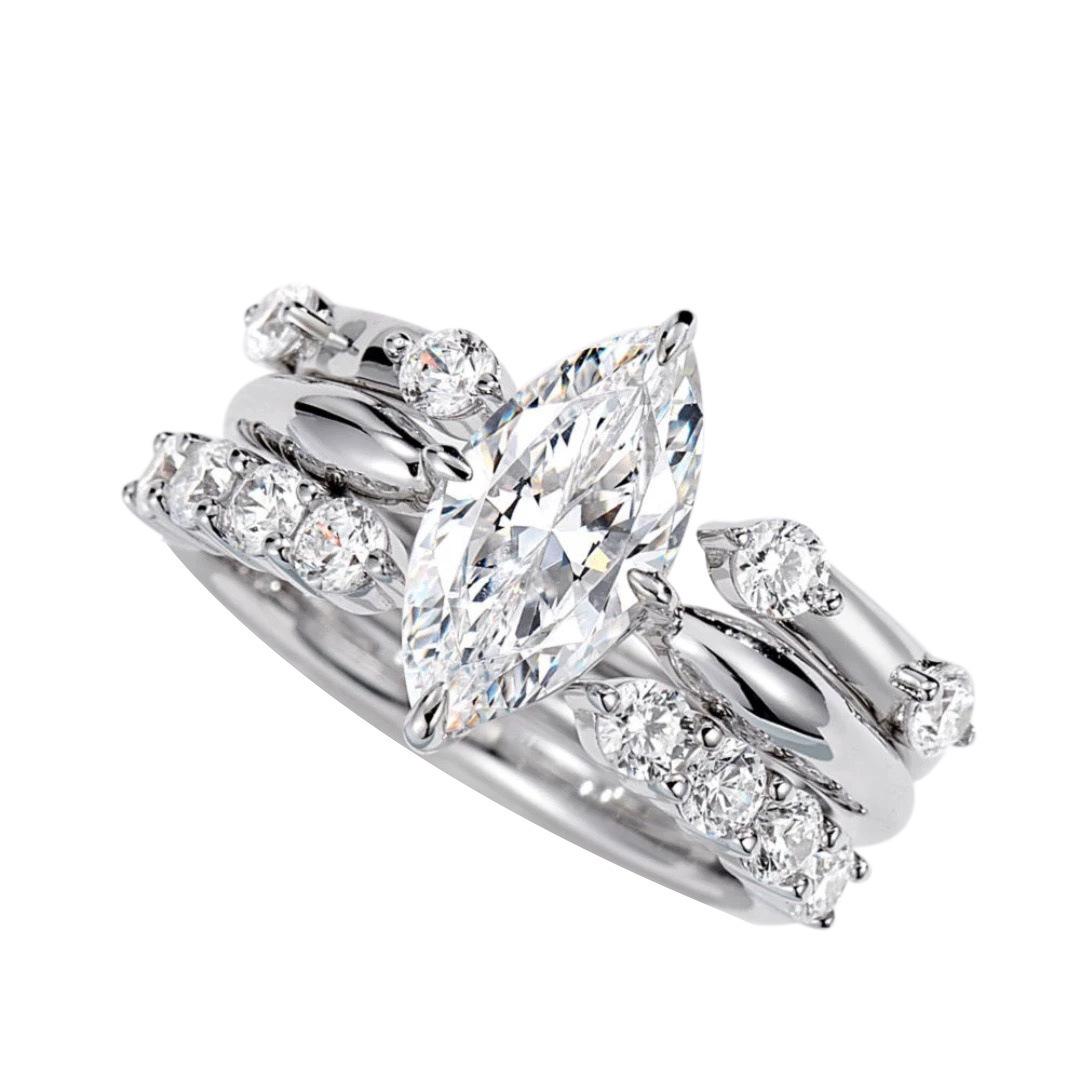Little Red Book Same Style Ins Minimalist Three-in-One Stacked Ring Bright Super Shiny Horse Eye Zircon Open Female Ring