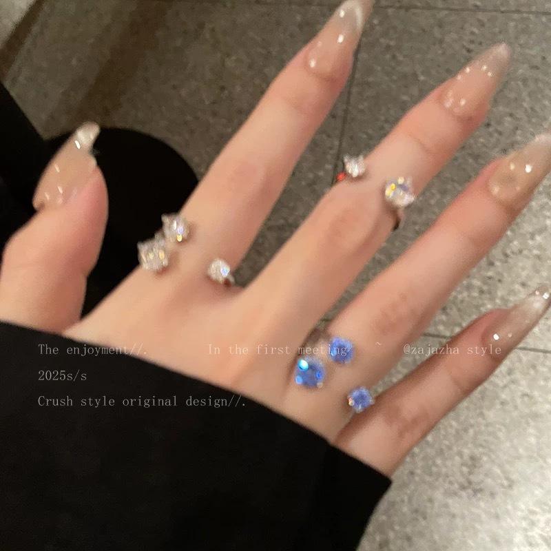 Fingertip Star ~ Flash Double-Headed Zircon Ring Female Niche Design Light Luxury Joint Ring High-Grade Sense Stacked Ring