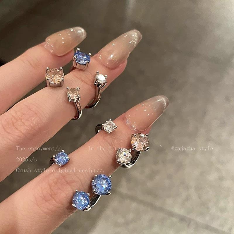 Fingertip Star ~ Flash Double-Headed Zircon Ring Female Niche Design Light Luxury Joint Ring High-Grade Sense Stacked Ring