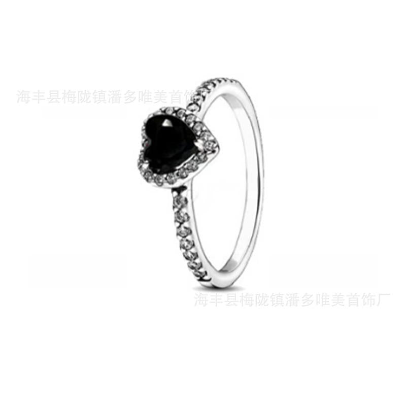 Panjia 925 White Copper Silver-Plated Diamond-Embedded Gem Color Love Ring Fashion Ring Series