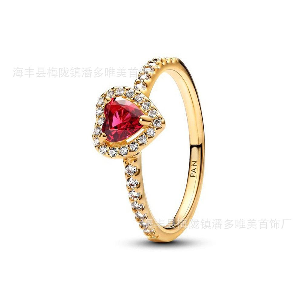 Panjia 925 White Copper Silver-Plated Diamond-Embedded Gem Color Love Ring Fashion Ring Series