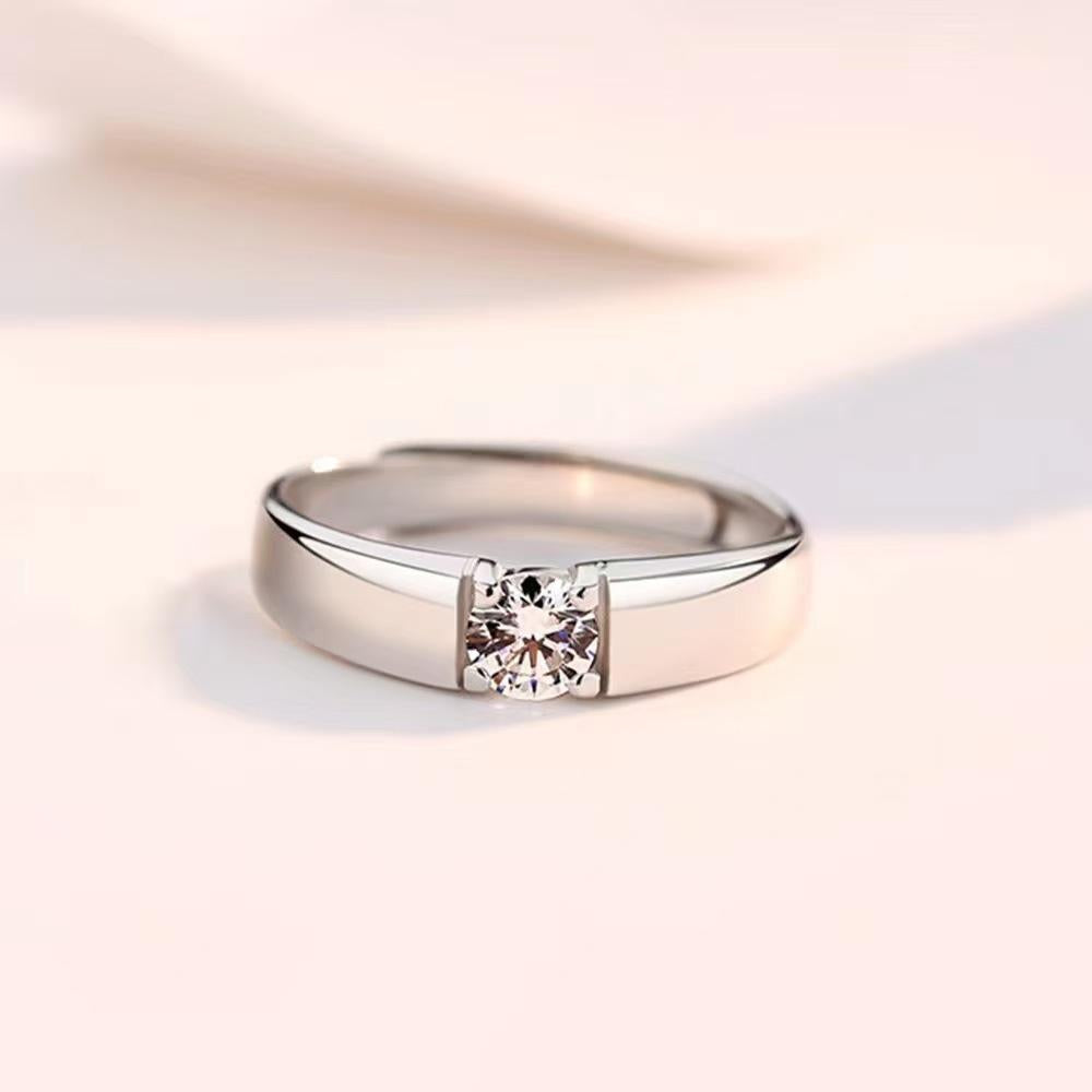Flash Alloy Diamond Ring Crown Electroplated Wedding Couple Ring Super Flash Light Luxury Simulation Diamond Ring Proposal