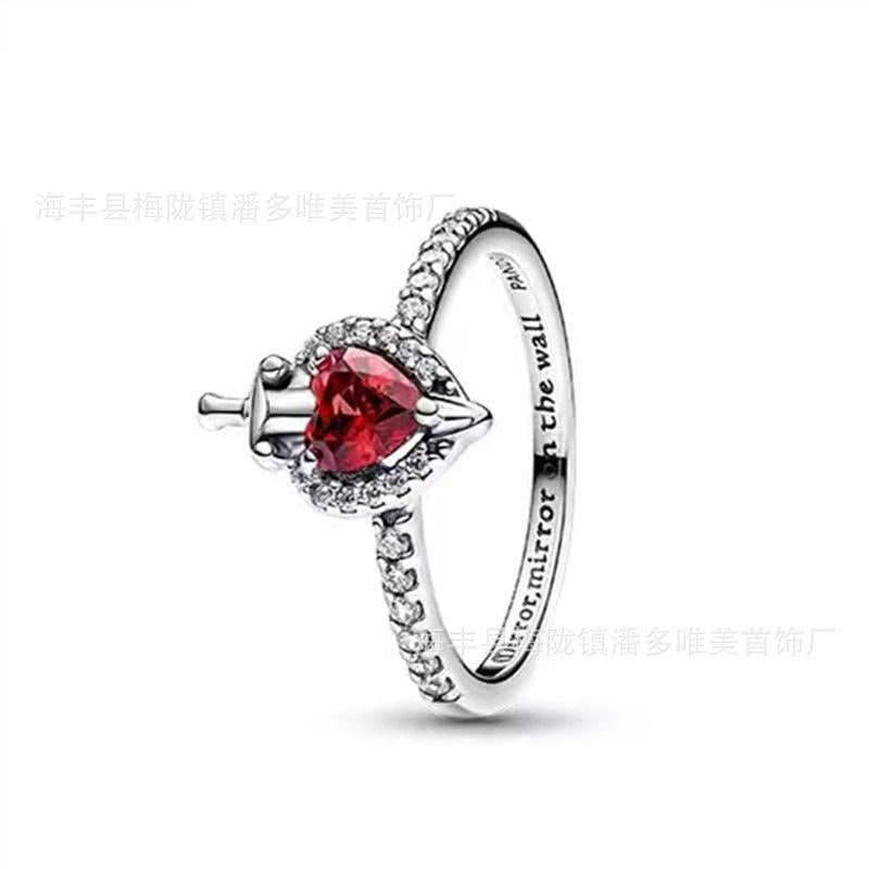 Panjia 925 White Copper Silver-Plated Diamond-Embedded Gem Color Love Ring Fashion Ring Series