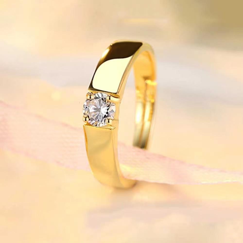 Flash Alloy Diamond Ring Crown Electroplated Wedding Couple Ring Super Flash Light Luxury Simulation Diamond Ring Proposal