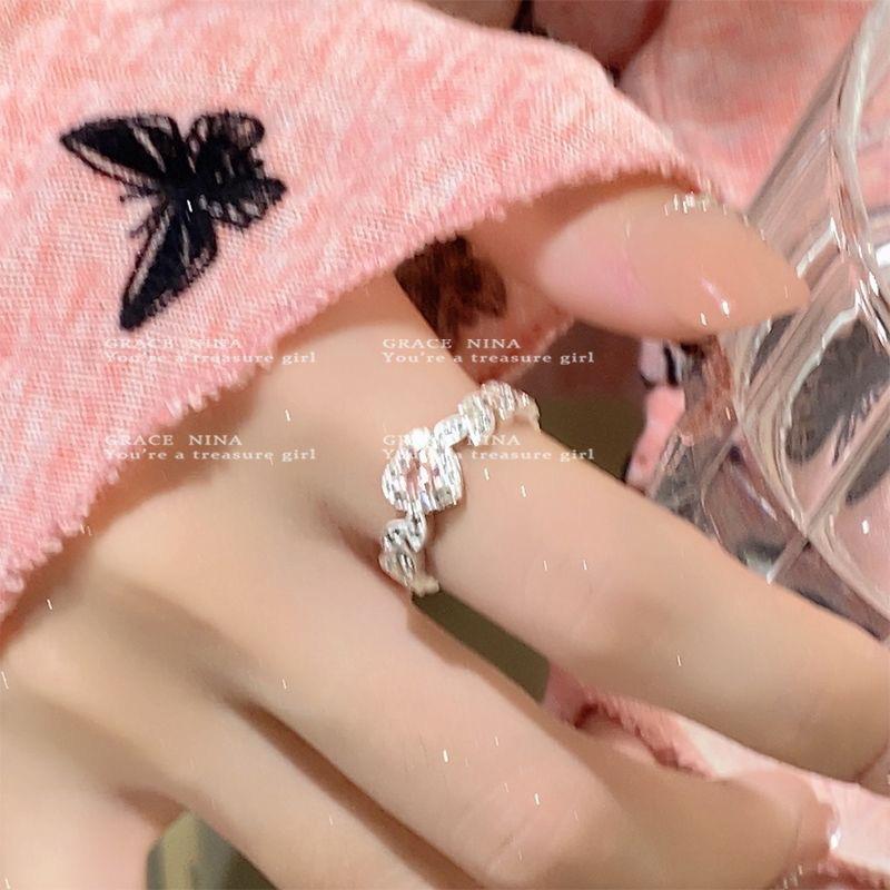 Romantic Love Zircon Ring Female Niche Design Light Luxury Sweet Couple Ring Personality Fashion Index Finger Ring