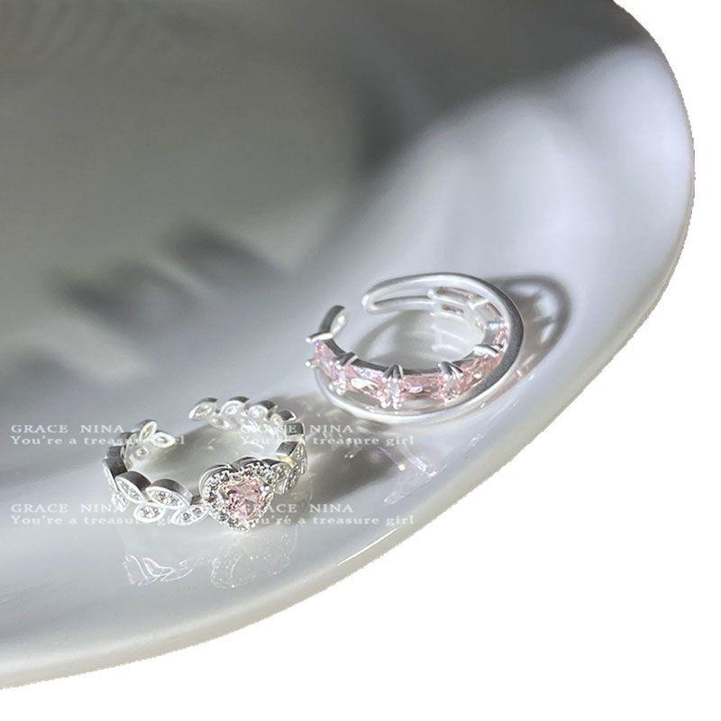 Romantic Love Zircon Ring Female Niche Design Light Luxury Sweet Couple Ring Personality Fashion Index Finger Ring