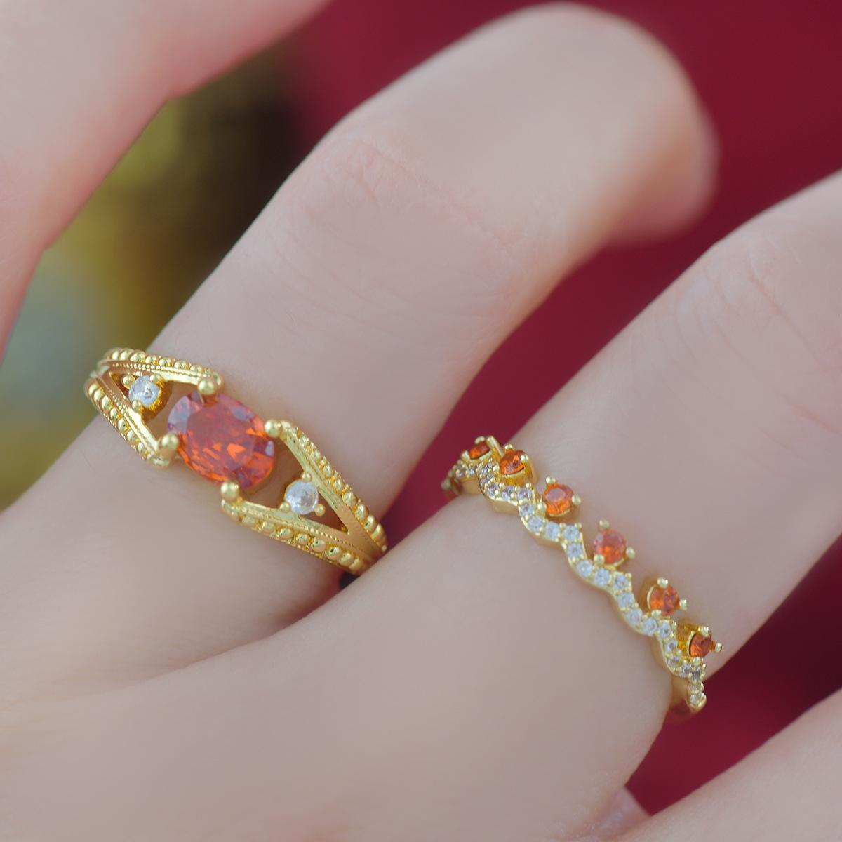A571 French Style Light Luxury Design Pomegranate Red Zircon Exquisite Open Ring Ring White Daily High Sense Ring