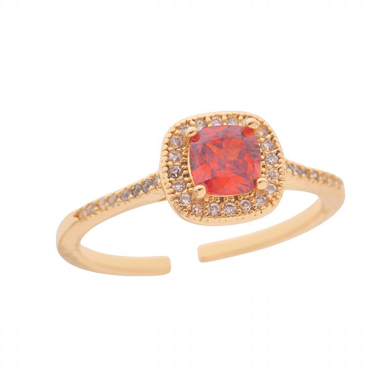 A571 French Style Light Luxury Design Pomegranate Red Zircon Exquisite Open Ring Ring White Daily High Sense Ring