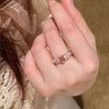 Curing Cherry Blossom Sequence ~ Middle Ancient Vintage Pink Zircon Socialite Style Light Luxury High-Grade Open Ring