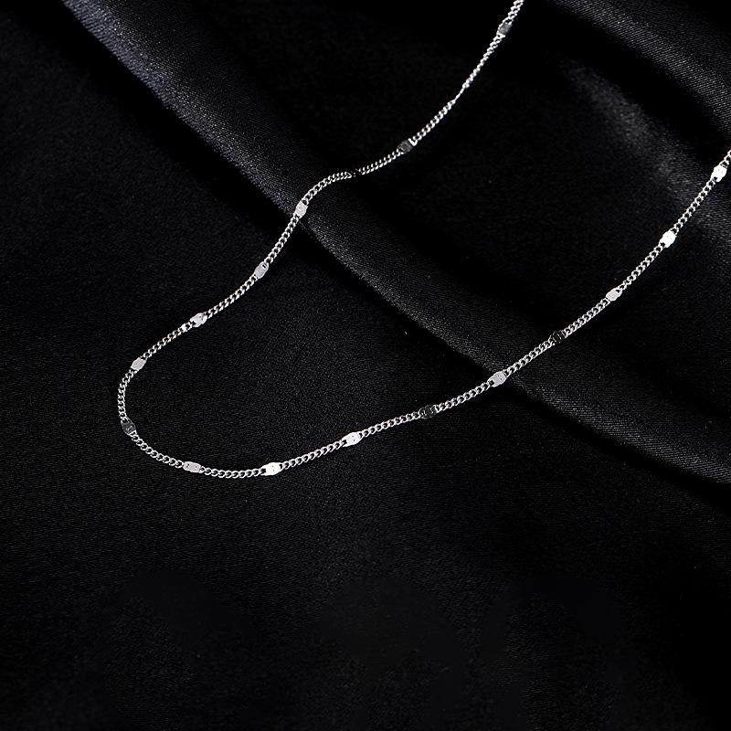 Super Flash Thin Piece Plain Chain Necklace Female Niche Ins Style Stackable Light Luxury Fashion Design Flash Bare Chain Clavicle Chain