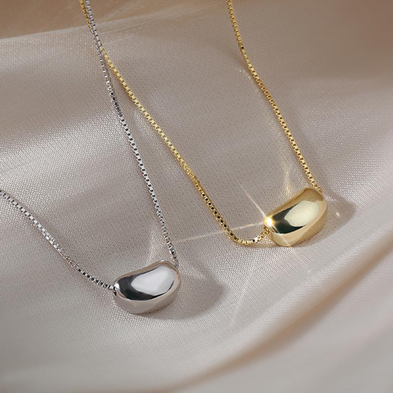Titanium Steel Necklace Korean Lovesick Bean Pendant Clavicle Chain Internet Celebrity Simple Temperament Choker Cold Style Temperament Necklace