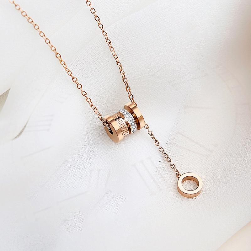 Full-Body Titanium Steel Roman Digital Elegant Titanium Steel Necklace Small Waist Clavicle Chain Ins Cold Trendy Short Chain for Women