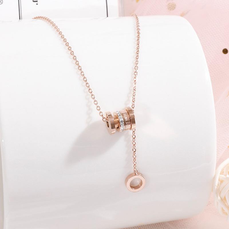Full-Body Titanium Steel Roman Digital Elegant Titanium Steel Necklace Small Waist Clavicle Chain Ins Cold Trendy Short Chain for Women