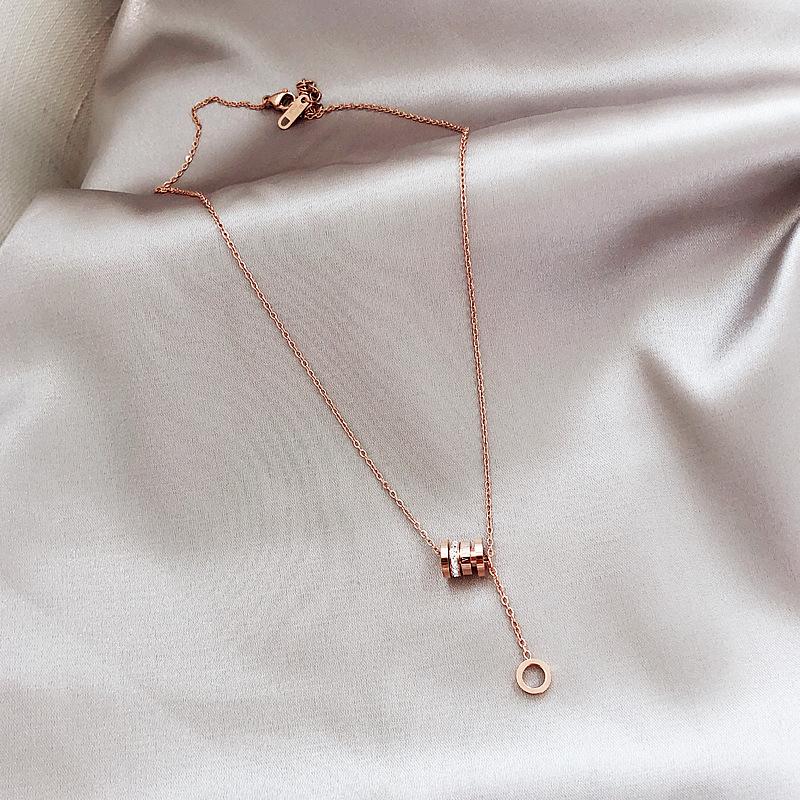 Full-Body Titanium Steel Roman Digital Elegant Titanium Steel Necklace Small Waist Clavicle Chain Ins Cold Trendy Short Chain for Women