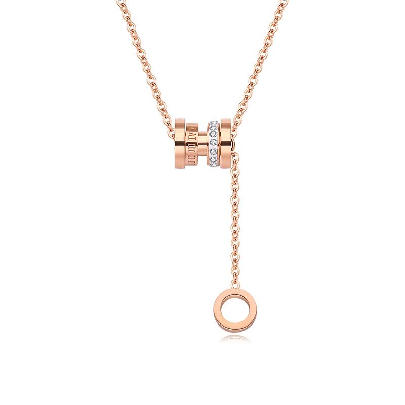 Full-Body Titanium Steel Roman Digital Elegant Titanium Steel Necklace Small Waist Clavicle Chain Ins Cold Trendy Short Chain for Women