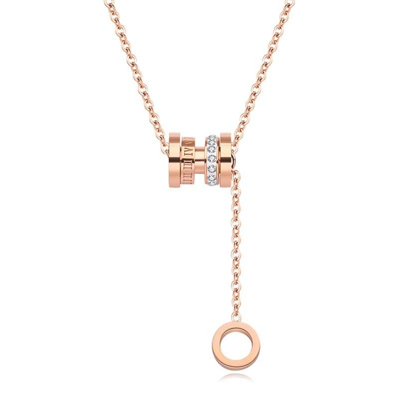 Full-Body Titanium Steel Roman Digital Elegant Titanium Steel Necklace Small Waist Clavicle Chain Ins Cold Trendy Short Chain for Women