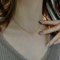 Lip Chain Plain Chain 18K Gold Plated Necklace Female Clavicle Chain Internet Celebrity Thin Necklace Titanium Steel Chain Pendant-Free Non-Fading