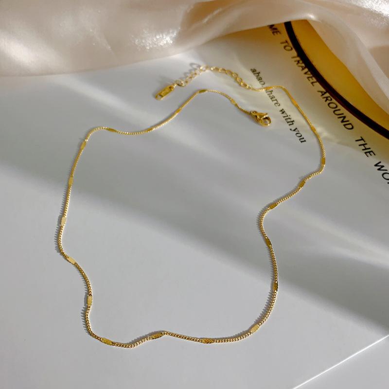 Fine Gold Necklace Plain Ring Non-Fading Necklace Female Chain Plain Chain Titanium Steel Non-Fading Clavicle Chain Chain without Pendant