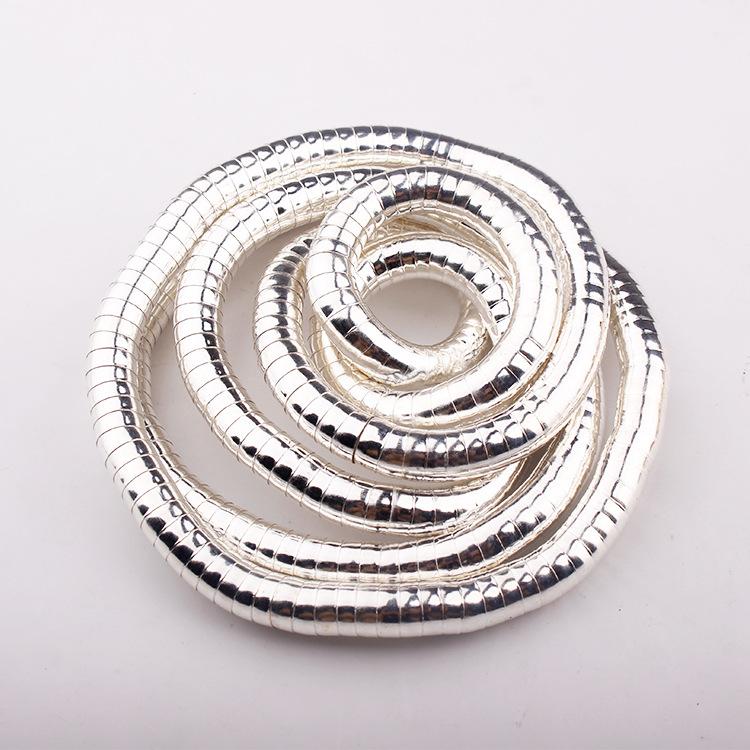 Winding Snake Necklace without Head and Tail 90cm White K Iron-Plated Special-Shaped Snake Year Necklace Flexible Bendable Snake Bone Necklace