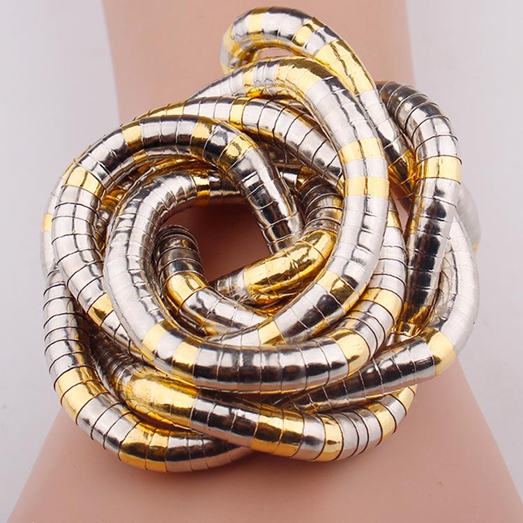 Winding Snake Necklace without Head and Tail 90cm White K Iron-Plated Special-Shaped Snake Year Necklace Flexible Bendable Snake Bone Necklace