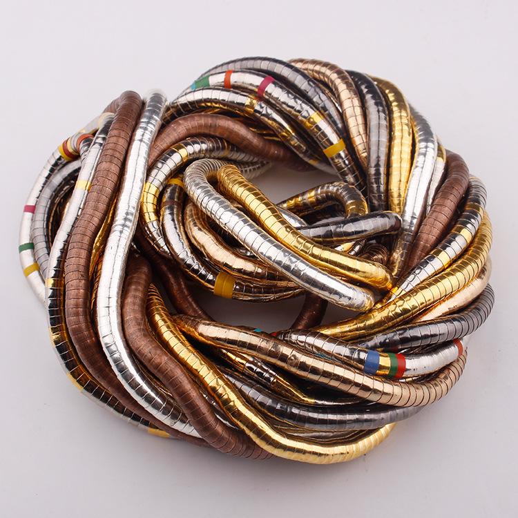 Winding Snake Necklace without Head and Tail 90cm White K Iron-Plated Special-Shaped Snake Year Necklace Flexible Bendable Snake Bone Necklace