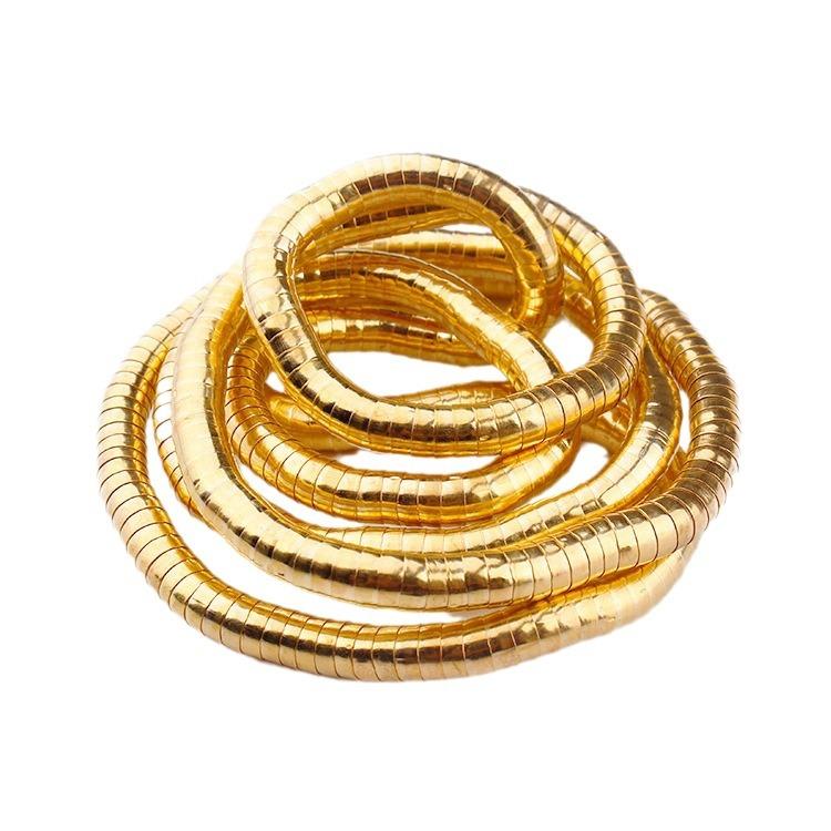 Winding Snake Necklace without Head and Tail 90cm White K Iron-Plated Special-Shaped Snake Year Necklace Flexible Bendable Snake Bone Necklace