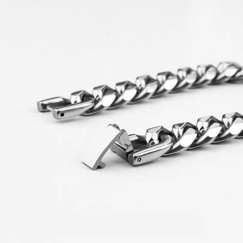 [Titanium Steel Color Protection Necklace] Six-Sided Grinding Cuban Chain Men's and Women's Hip Hop Watch Buckle Jewelry Buckle Clavicle Sweater Chain