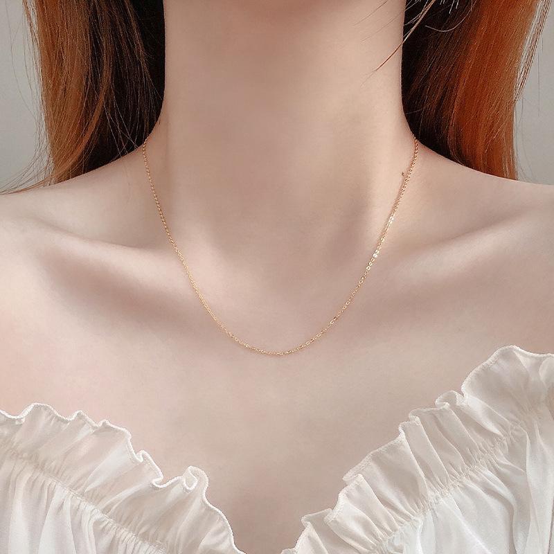 925 Silver Buckle Universal Chain Plain Chain Necklace Women's Thin Beaded Chain Box Chain Needle DIY Adjustable Bare Chain