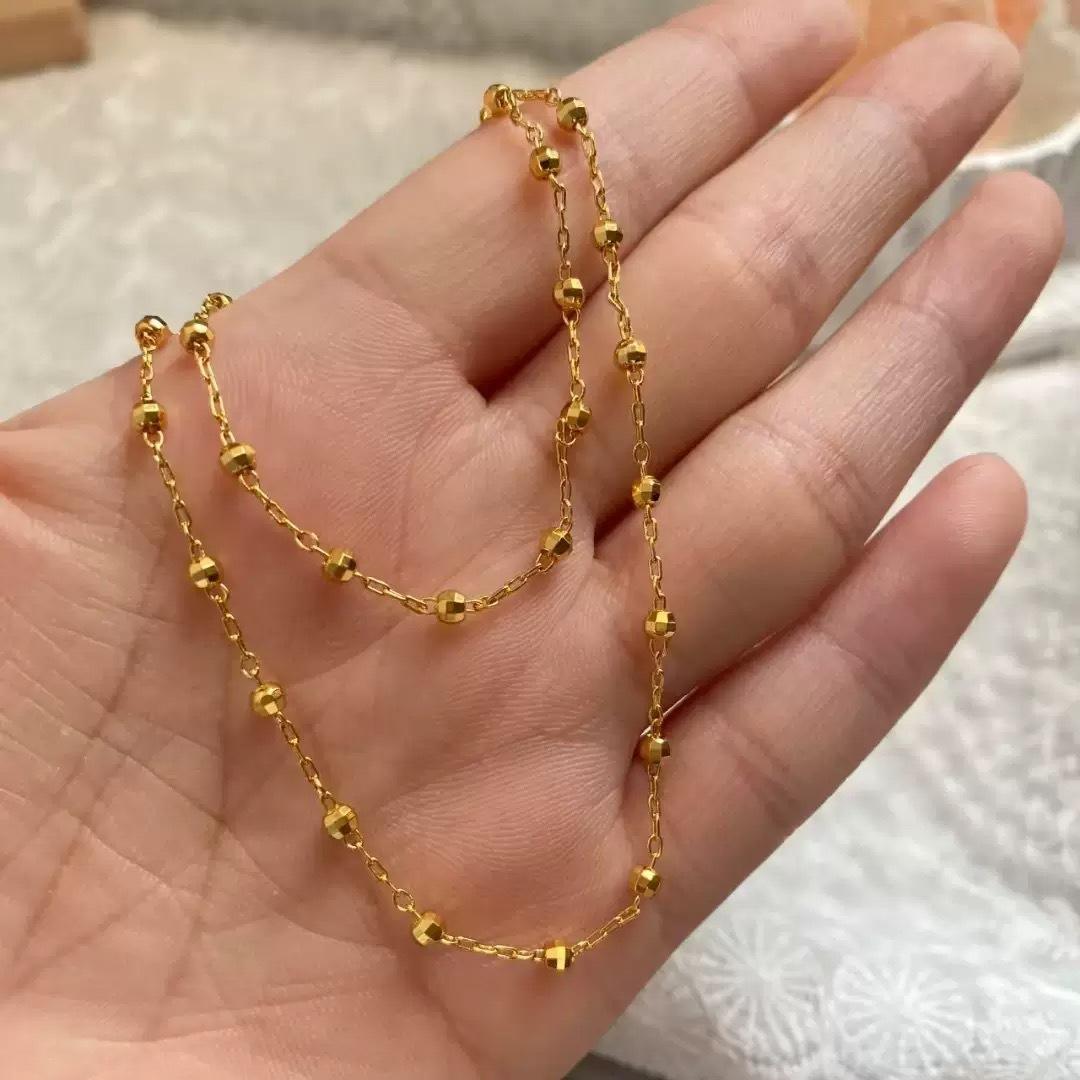 Golden Small Gold Bar Square Plain Chain Stitching Fine Geometric Chain M Buckle Universal Chain Simple All-Match Sand Gold Necklace