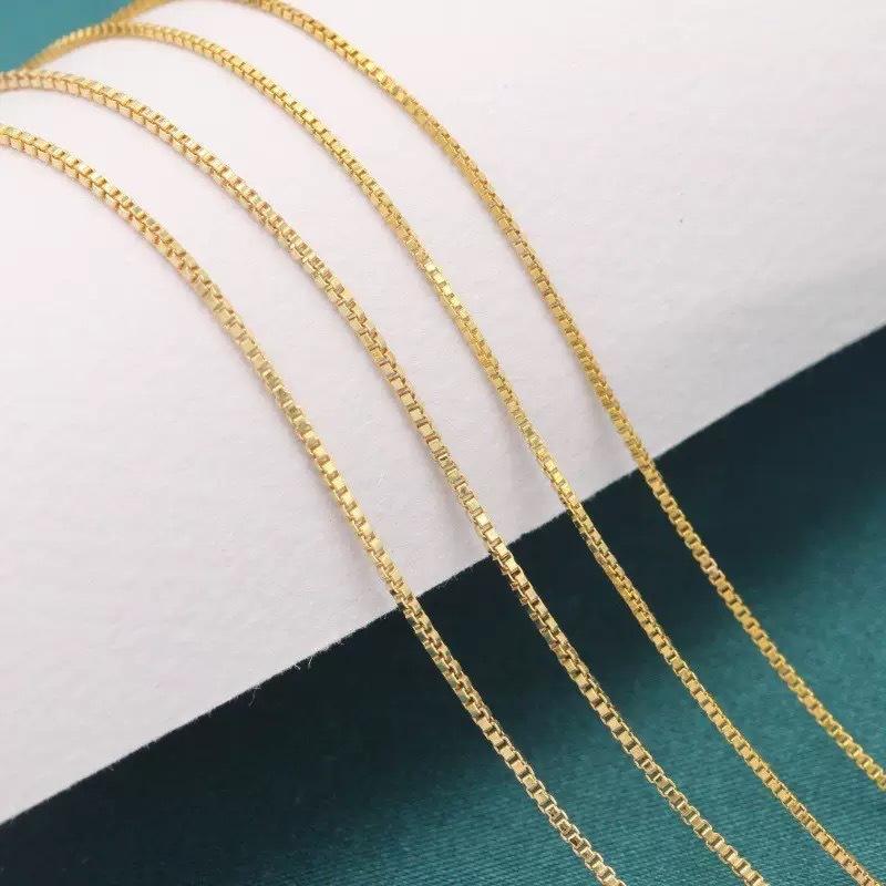 Golden Small Gold Bar Square Plain Chain Stitching Fine Geometric Chain M Buckle Universal Chain Simple All-Match Sand Gold Necklace