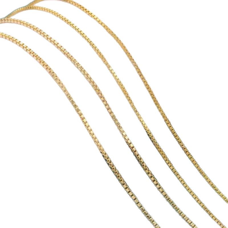 Golden Small Gold Bar Square Plain Chain Stitching Fine Geometric Chain M Buckle Universal Chain Simple All-Match Sand Gold Necklace