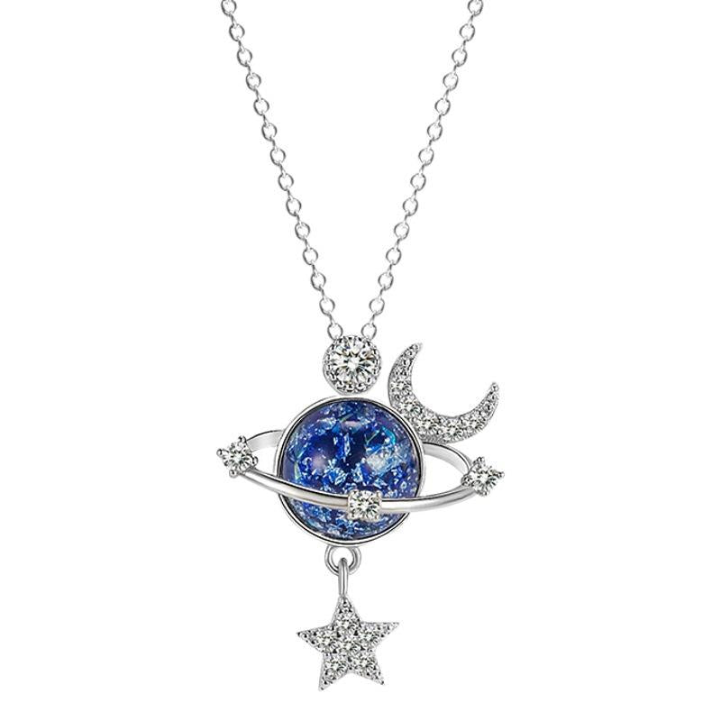 Titanium Steel Necklace Female Universe Planet Clavicle Chain Simple Cold Ins Style Niche Design Sense Necklace Spot Delivery