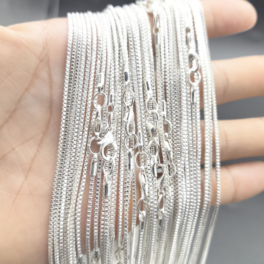 Copper Silver Plated 45-60cm Unisex Clavicle Necklace Box Chain Accessories Wholesale Jewelry Chain DIY Accessories