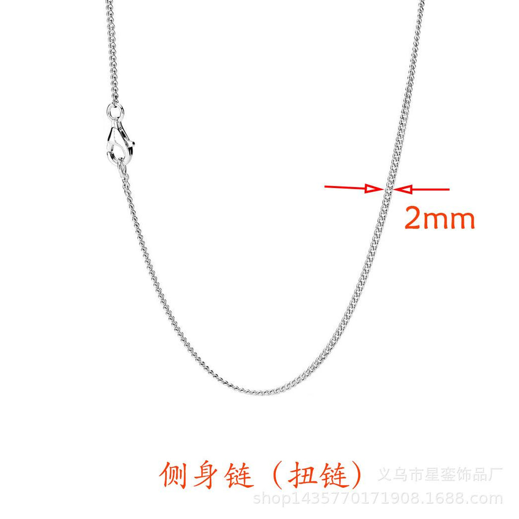 80cm Metal Side Chain Lobster Clasp Twisted Chain Sweater Chain Gold Black Silver Diy Basic Necklace Iron Chain