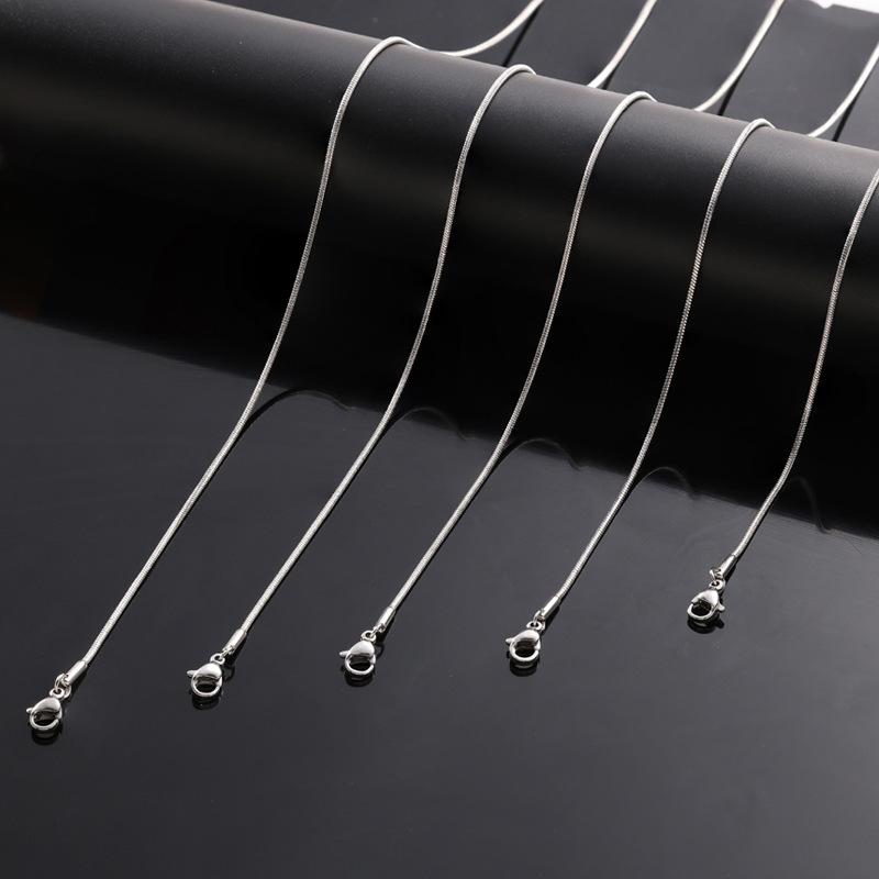 Snake Bone Chain Bare Chain 09 round Snake High-Grade Versatile Plain Chain Japanese and Korean Titanium Steel Stainless Steel Necklace Female Accessories Cross-Border