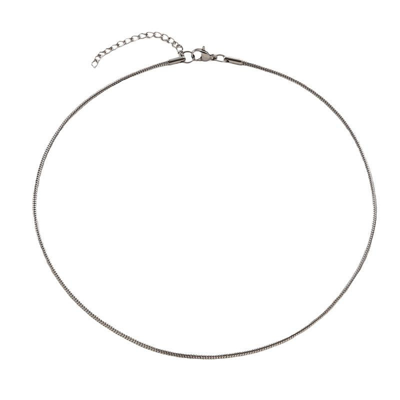 Snake Bone Chain Bare Chain 09 round Snake High-Grade Versatile Plain Chain Japanese and Korean Titanium Steel Stainless Steel Necklace Female Accessories Cross-Border