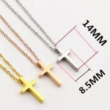 Glossy Polished 18K Gold Cross Necklace Pendant Clavicle Chain Female High-Grade Necklace Titanium Steel Stainless Steel