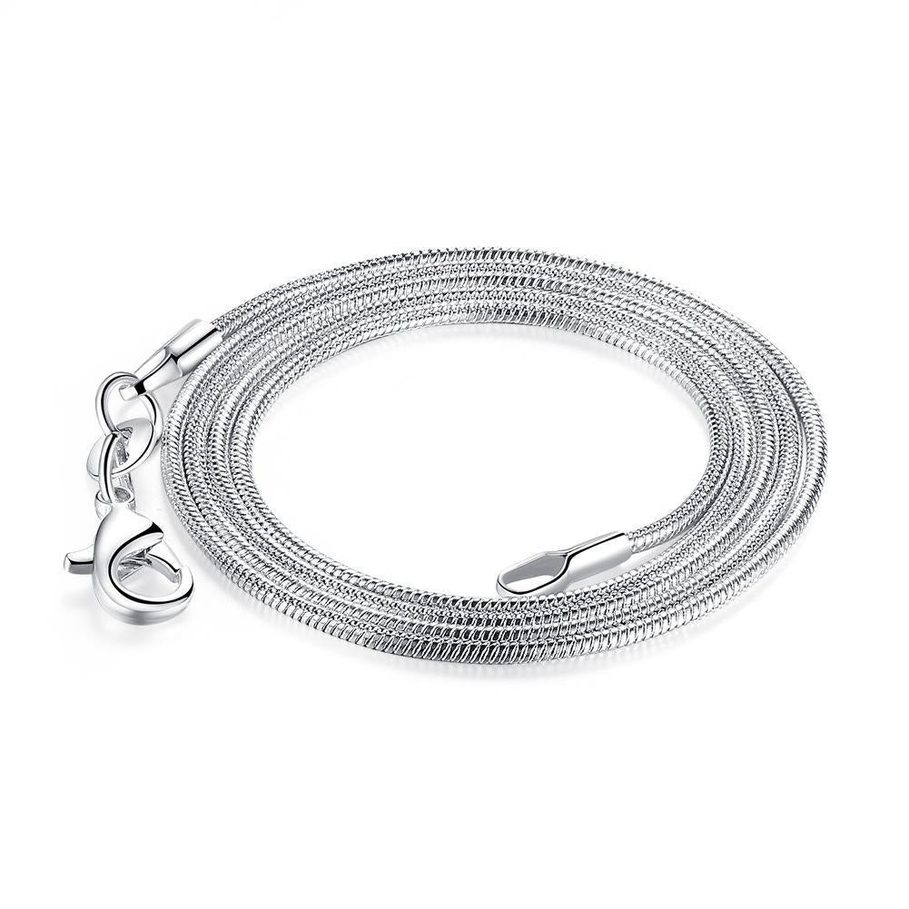 1mm Snake Bone Chain Wholesale Silver-Plated Snake Chain Hot Selling Silver Jewelry European and American Women's Clavicle Necklace Cross-Border New Accessories Factory