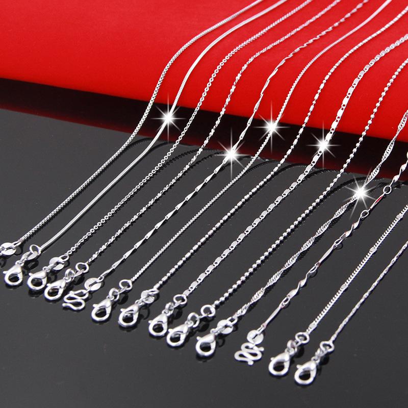 Silver Necklace Wholesale Non-Fading Women's Clavicle Chain Versatile Simple Pendant Chain Matching Chain Niche Jewelry