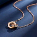 Full Body Titanium Steel Electroplating 18K Roman Digital Double Ring Necklace Light Luxury Niche Titanium Steel Clavicle Chain Pendant Factory Price